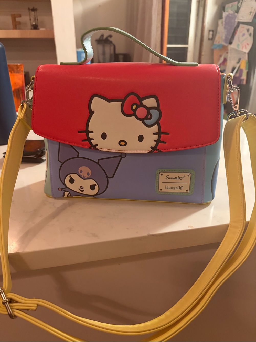 Hello Kitty Colorblock Crossbody Bag - Red, Blue, Yellow